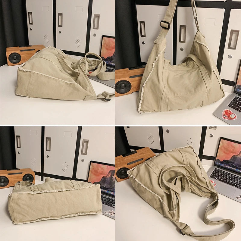 Large Canvas Hobo Bag – Unisex Crossbody & Shoulder Tote Canvas Shoulder Bag Nixie