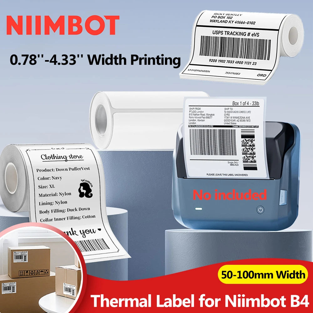 Niimbot B4 Labels 100x150mm Self-Adhesive Shipping Stickers 4-Inch Thermal Label Roll Nixie