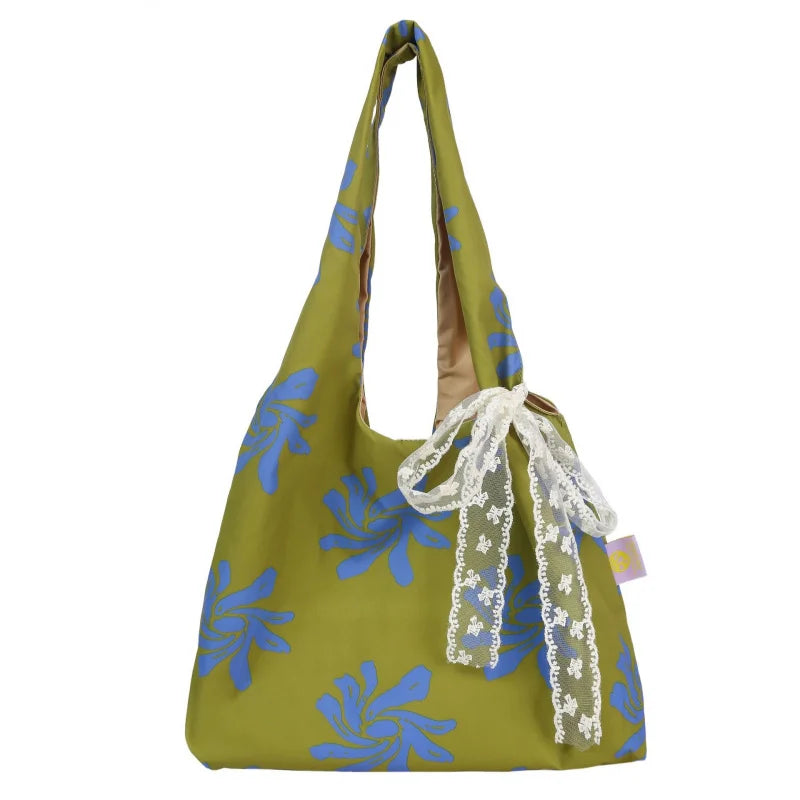 Floral Canvas Shoulder Bag | Large Capacity Women's Beach Tote Canvas Shoulder Tote Nixie