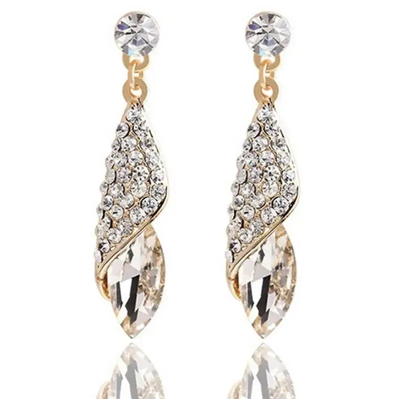 Women's Rhinestone Crystal Water Drop Earrings | White