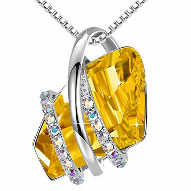 Crystal Glass Birthstone Pendant Necklace – Classic Design Pendant Necklace Nixie