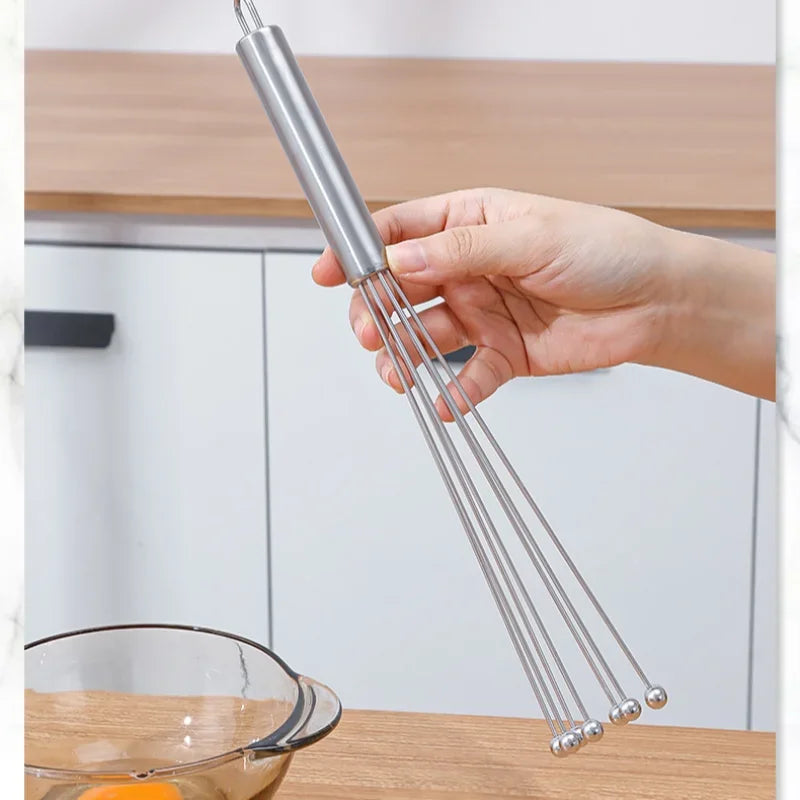 Stainless Steel Ball Whisk Set 10" & 12" – Manual Egg Beater Kitchen Whisk Set Nixie