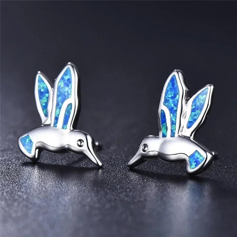 Bird Stud Earrings Set – 2 Pairs Fire Opal Rhinestone Studs Stud Earrings Set Nixie