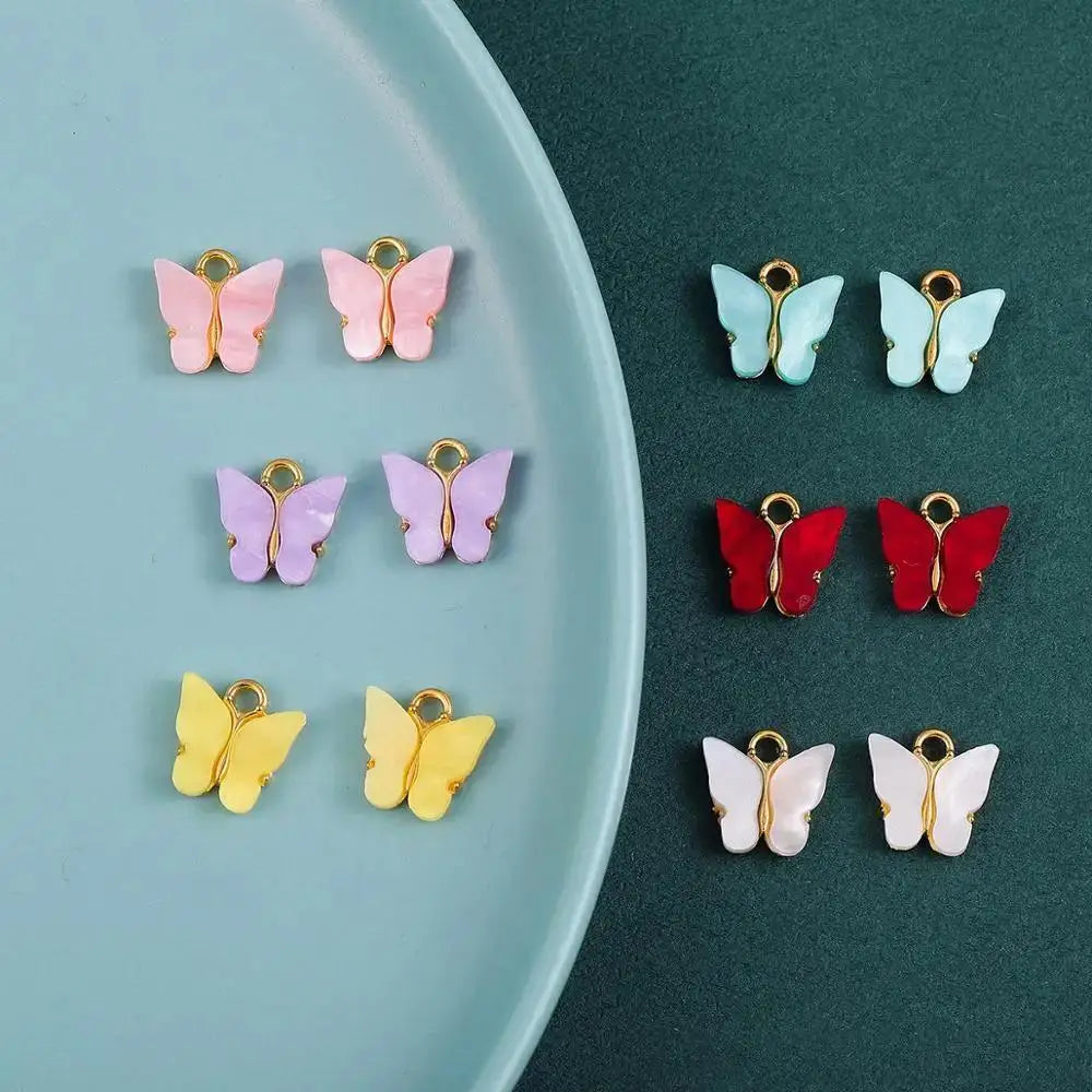 10Pcs Multicolor Acrylic Butterfly Charms for DIY Jewelry Making Jewelry Making Charms Nixie