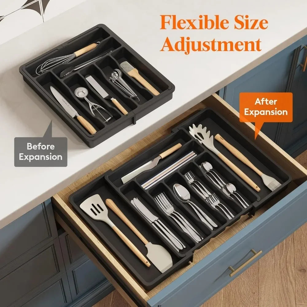 Expandable Silverware Drawer Organizer – Adjustable Cutlery Tray Drawer Organizer Tray Nixie