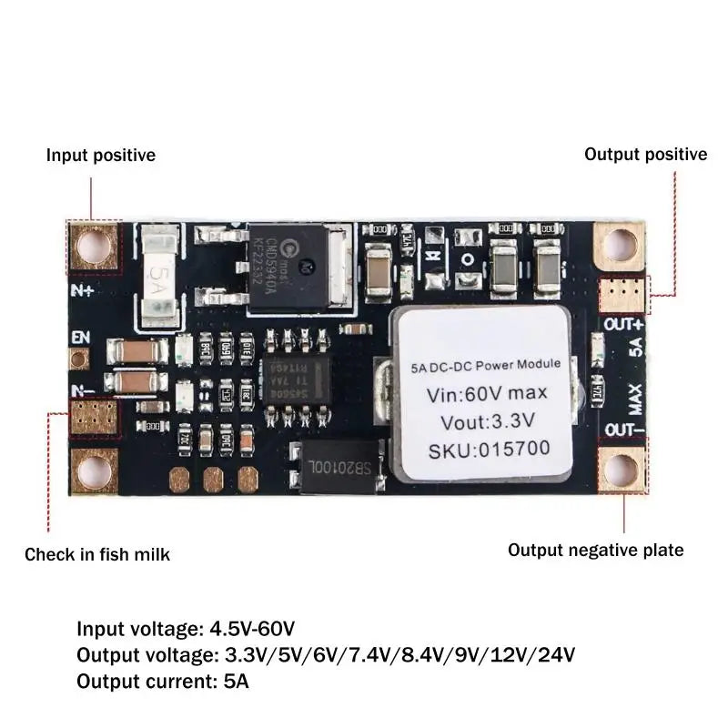 DC 5A Buck Converter Module 6.5-60V to 3.3V Step-Down Buck Converter Module Nixie Default Title