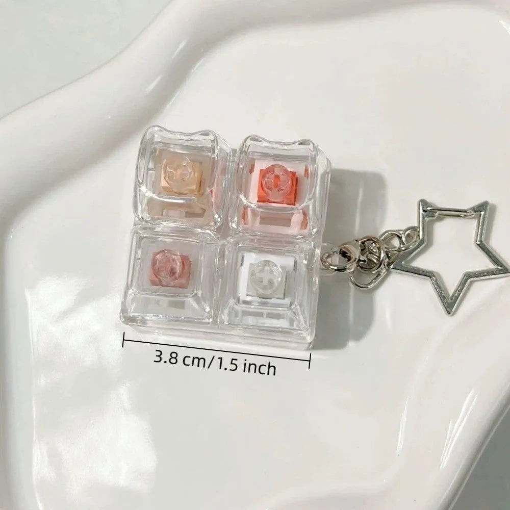 Pastel Bear Fidget Clicker Keychain – 4-Key Sensory Toy