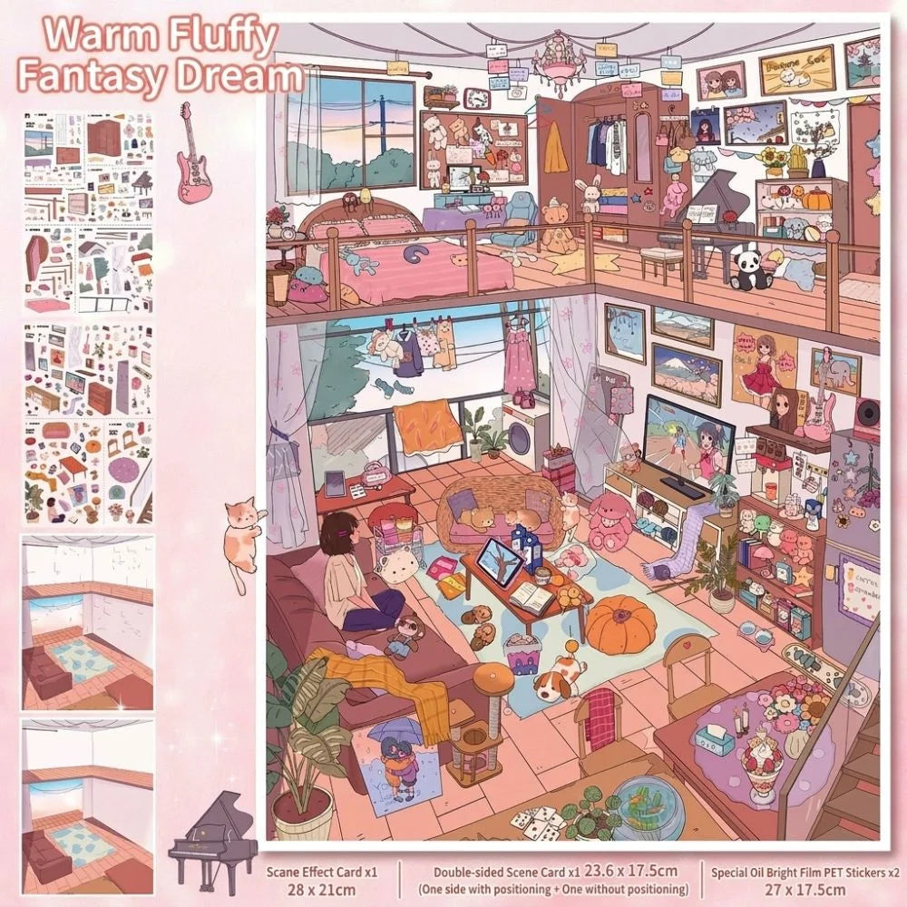3D Miniature Landscape PET Stickers – 2 Themes, Waterproof Craft Sticker Set Nixie B