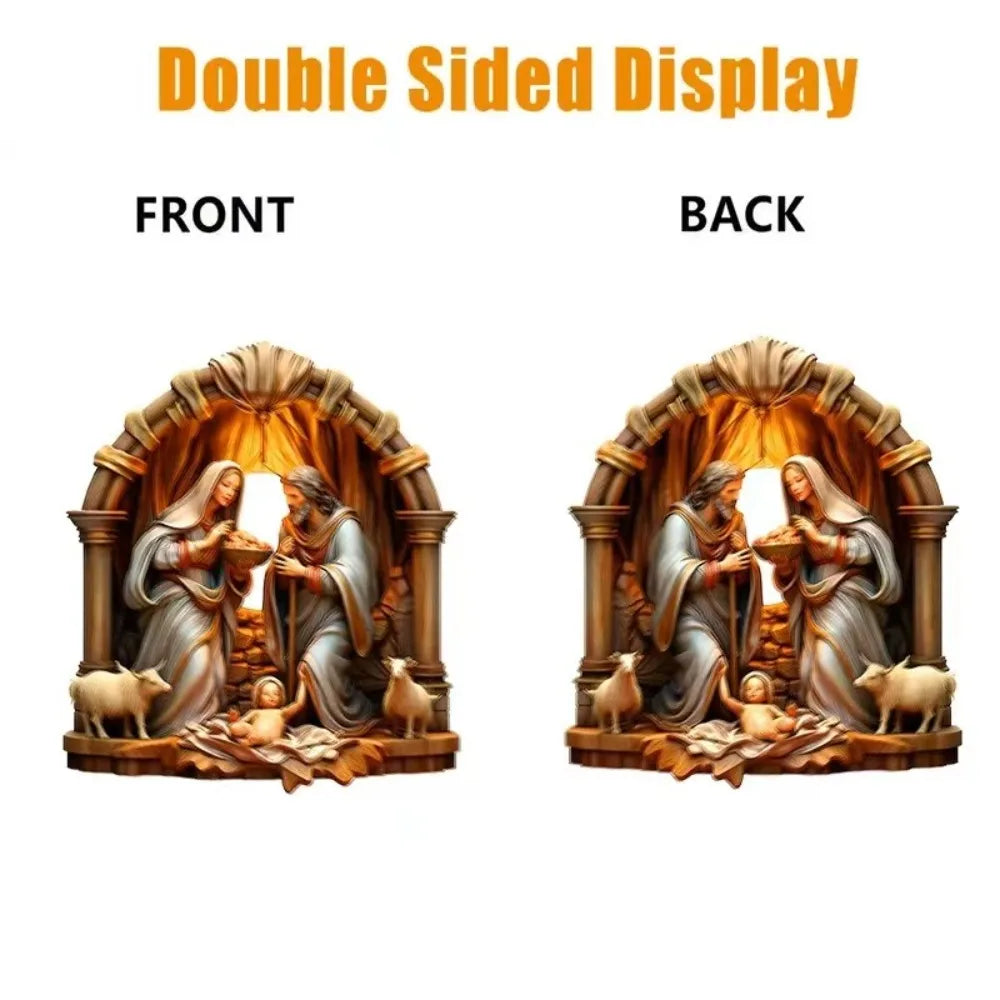 Acrylic Nativity Scene Christmas Pendant | Double-Sided Ornament