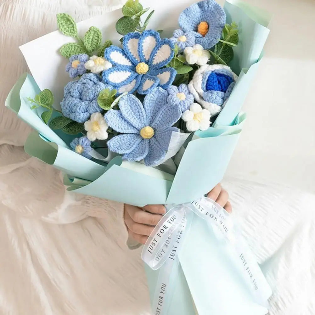 Handmade Crochet Rose Bouquet – Cotton Yarn Artificial Flowers Artificial Flower Bouquet Nixie