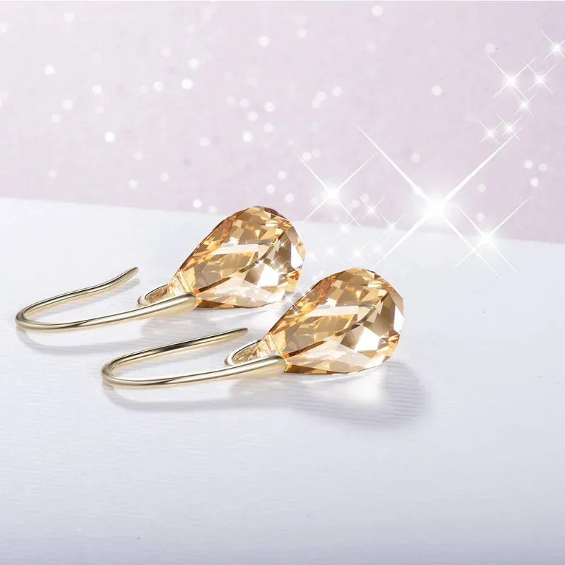 Gold Helix Crystal CZ Drop Earrings for Women | Nixie Crystal Drop Earrings Nixie