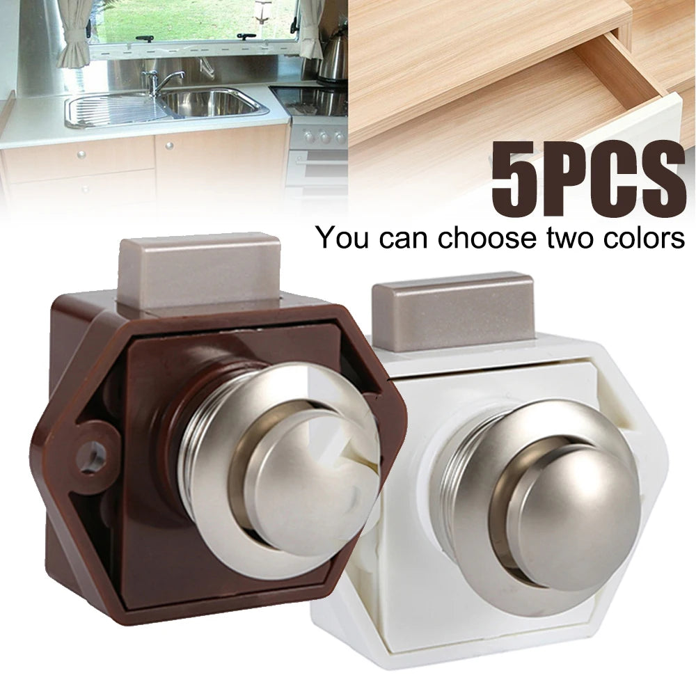 5-Pack 20mm Push Button Latch Locks for RV Cabinet Drawer Cabinet Latch Lock Nixie