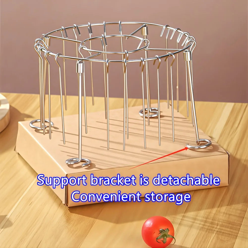 24-Skewer Vertical Air Fryer Rack – Stainless Steel Kabob Set