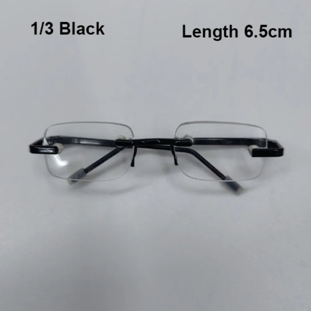 Mini Doll Glasses 5.5/6.5cm for BJD & Cotton Dolls | Metal Frame Doll Accessories Nixie 1-3 Black