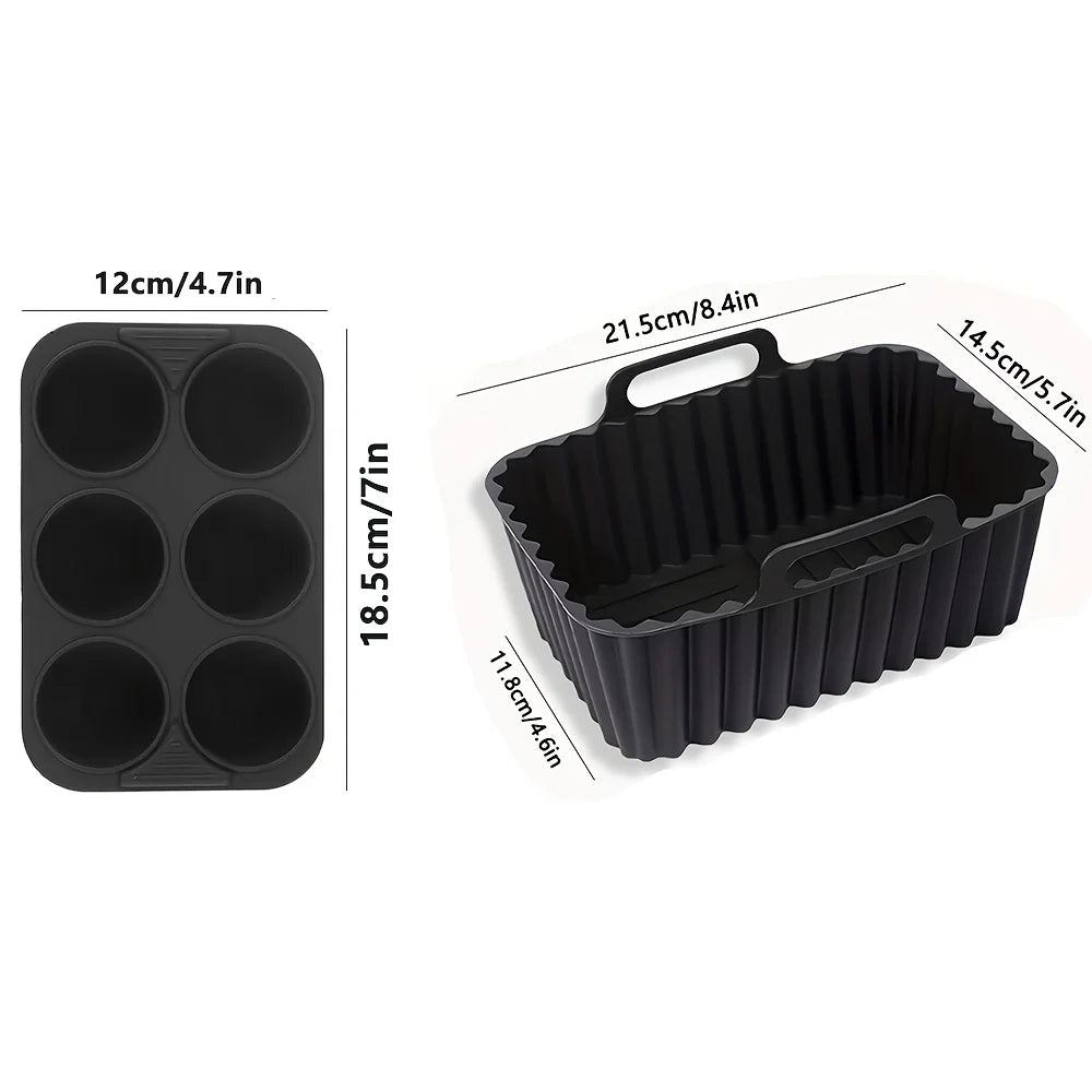 Silicone Air Fryer Pot & Muffin Cupcake Molds – 2pc Set Silicone Baking Molds Nixie