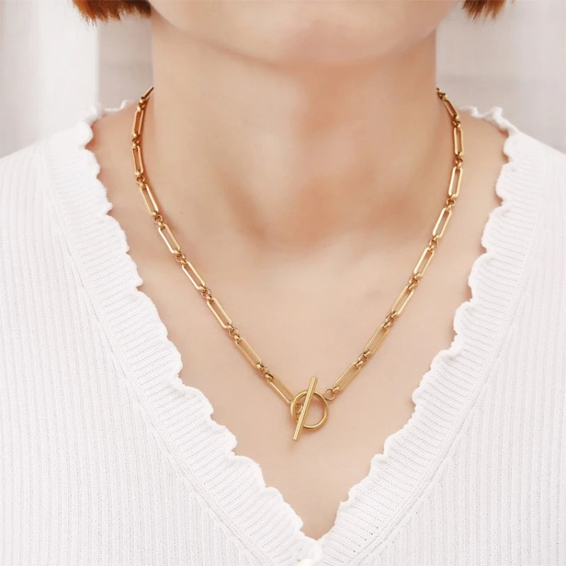 Minimalist Stainless Steel Bamboo Paperclip Chain Necklace Chain Necklace Nixie