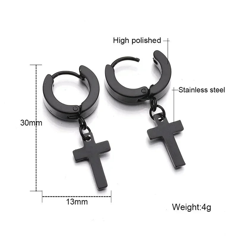 5/10 Pair Stainless Steel Dangle Earrings – Cross, Heart & Life Tree Dangle Earring Set Nixie