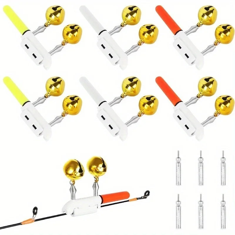 6-Pack Fishing Bite Alarm with LED & Bell – Night Fishing Set Fishing Bite Alarm Nixie Double Bell 6PCS