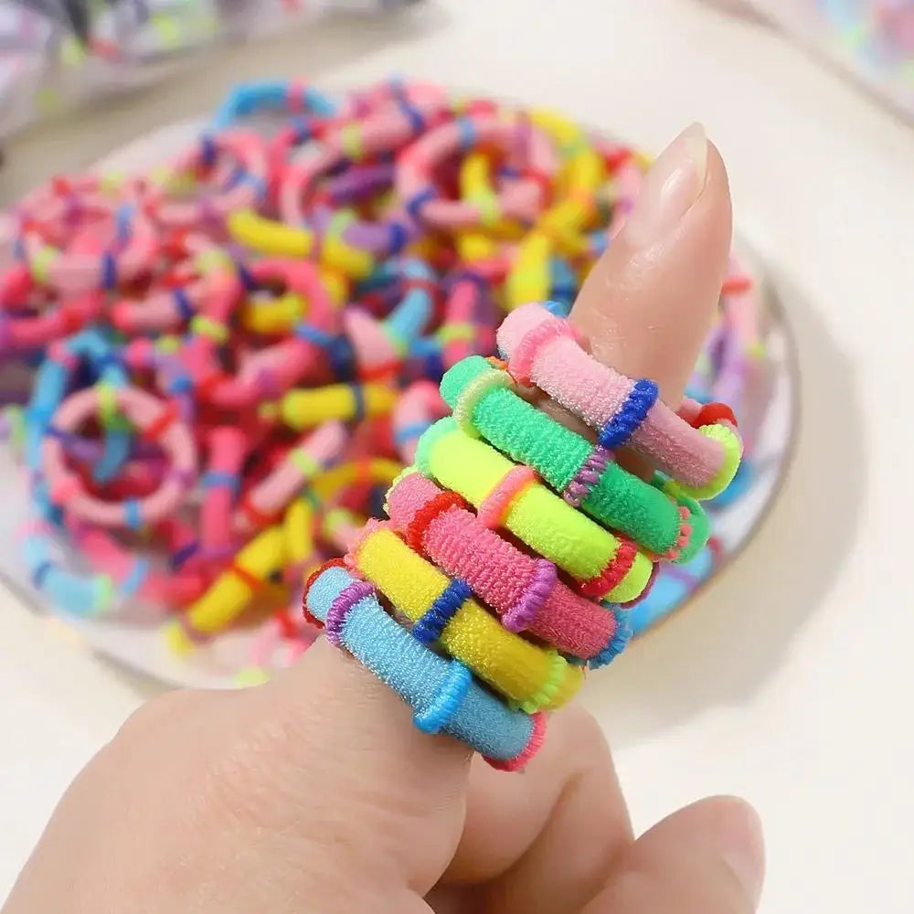 50pcs Colorful Elastic Hair Bands for Kids – Ponytail Hairties Kids Hair Ties Nixie