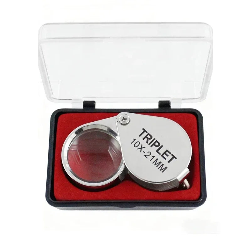 10x 20x 30x Folding Jewelry Loupe Magnifier – Metal Glass Lens Jewelry Loupe Magnifier Nixie Silver 10X