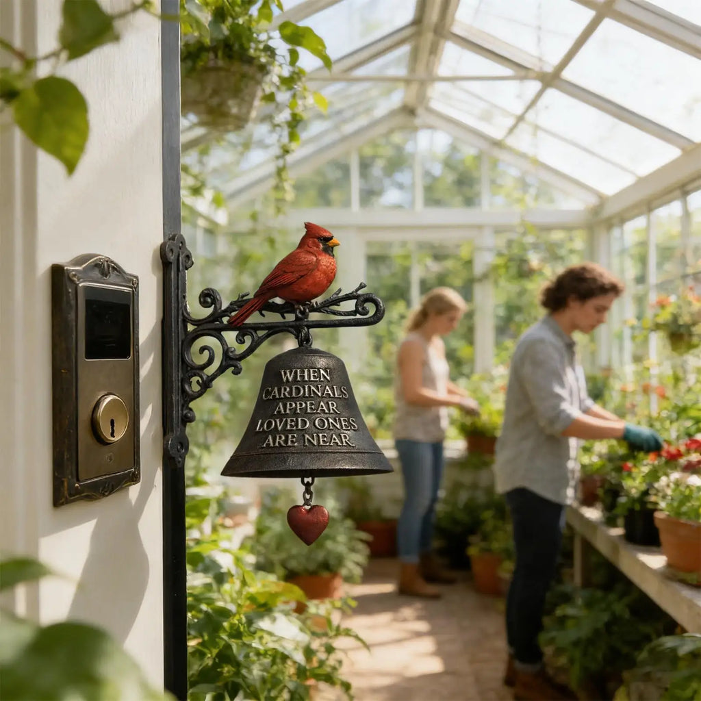 Cardinal Red Bird Wall Mounted Dinner Bell | Rustic Porch Decor Decorative Dinner Bell Nixie