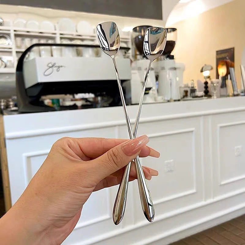 Stainless Steel Long Handle Stirring Spoon | Kitchen Dessert Kitchen Stirring Spoon Nixie