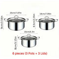 6-Piece Non-Stick Stainless Steel Cookware Set – 3 Pots & Lids Cookware Set Nixie 1 SET