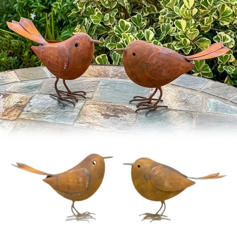 Rustic Metal Bird Statue – Iron Art Outdoor Garden Sculpture Garden Bird Sculpture Nixie