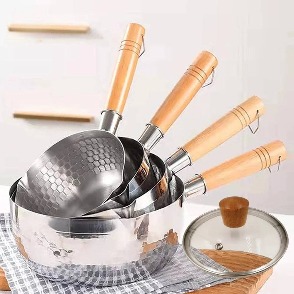 Yukihira Stainless Steel Saucepan with Glass Lid & Hook Stainless Steel Saucepan Nixie
