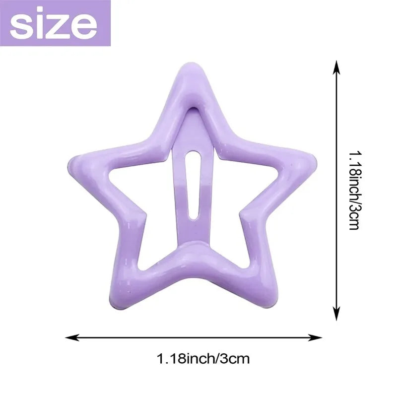 50/100pcs Hollow Star Hair Clips – Colorful Snap Design Hair Clips Nixie