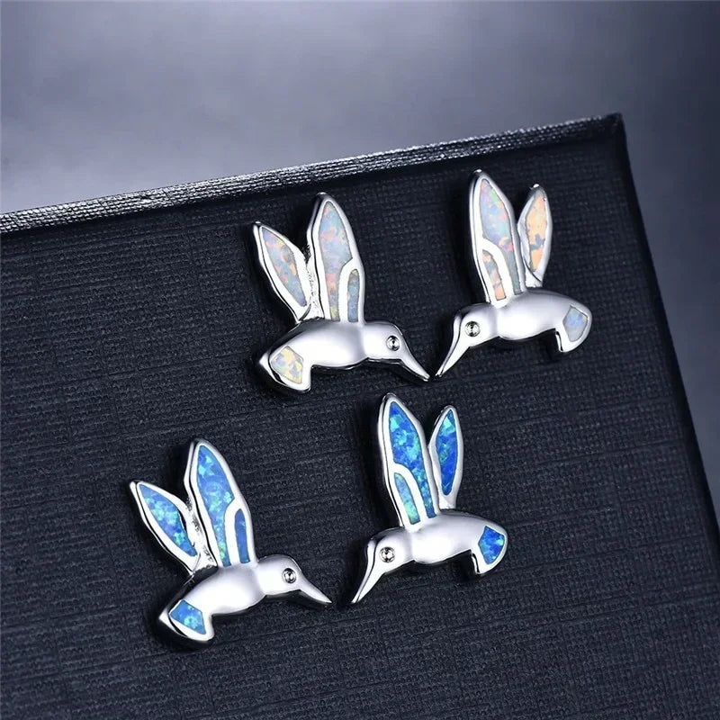 Bird Stud Earrings Set – 2 Pairs Fire Opal Rhinestone Studs Stud Earrings Set Nixie