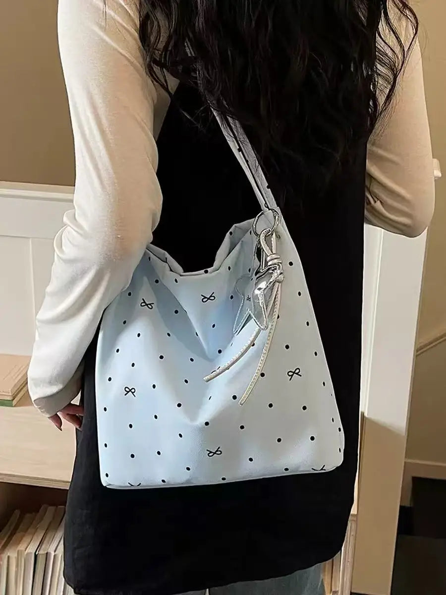Korean Polka Dot Tote Crossbody Bag – Women's Fashion Bag Tote Crossbody Bag Nixie BB-1190 blue