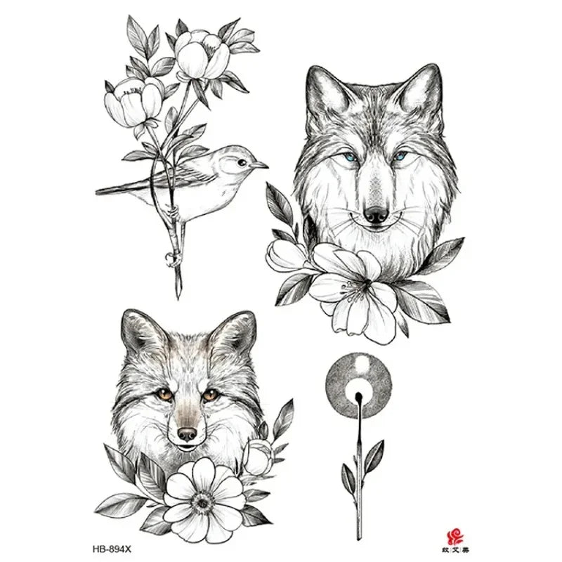 Temporary Tattoo Stickers – Snake, Rose & Peony | 14 Sheets Temporary Tattoo Sticker Nixie