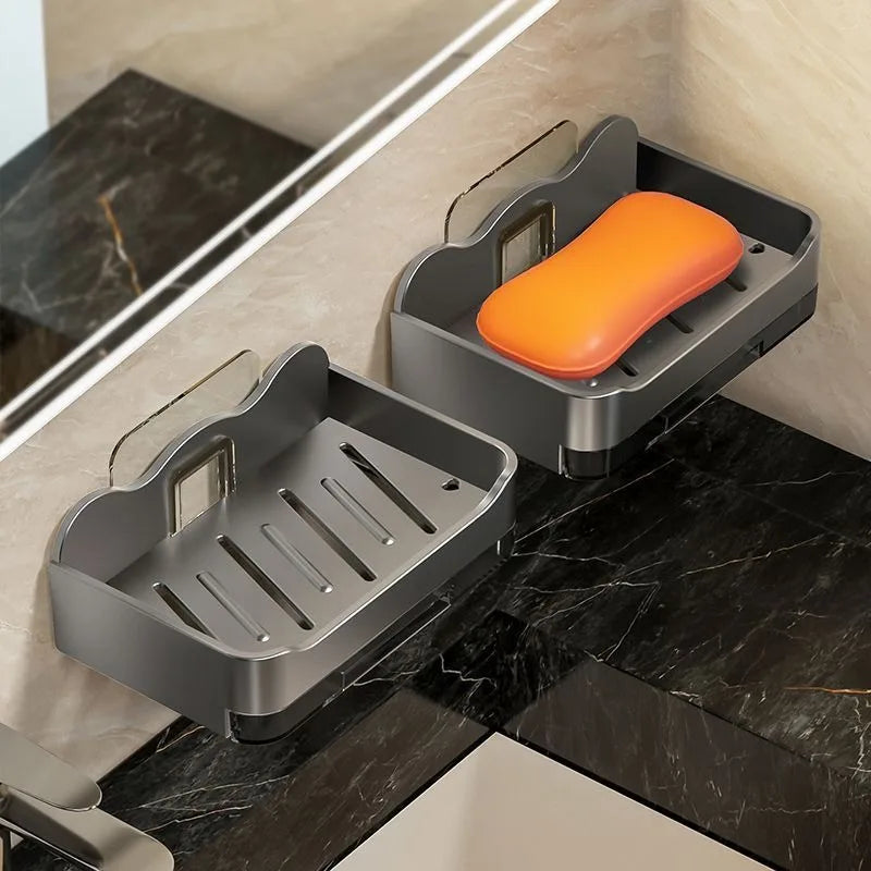 Wall-Mounted Soap Holder Box with Hook – No Drilling, ABS Soap Holder Nixie