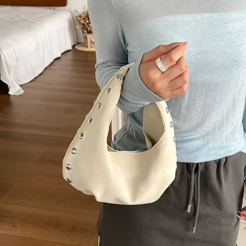 Korean-Style Rivet Underarm Bag – Large Capacity Hobo Shoulder Shoulder Bag Nixie