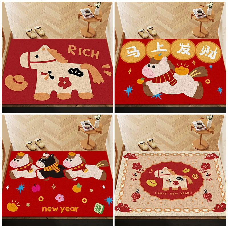 Chinese New Year 2026 Non-Slip Door Mat – Horse Festival Rug Decorative Door Mat Nixie