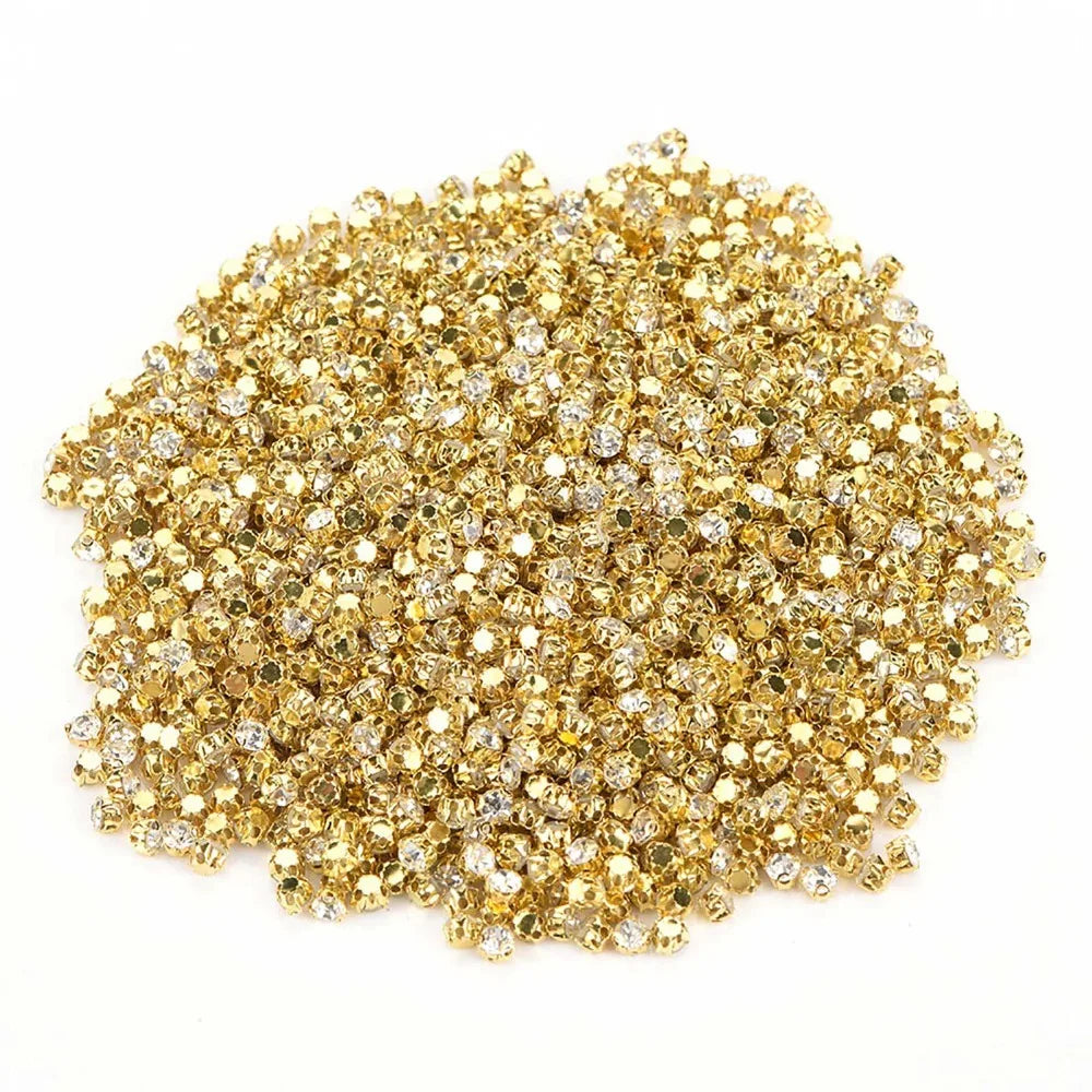 1440pcs 4mm Sew-On Flatback Rhinestones for Sewing & Crafts Sew-On Rhinestones Nixie Gold