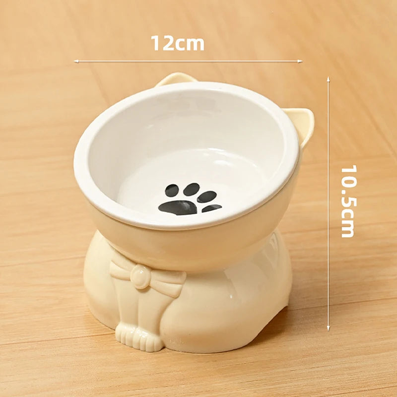 Ceramic Elevated Tilted Pet Bowl – Non-Slip Cat & Dog Dish Elevated Pet Bowl Nixie apricot yellow