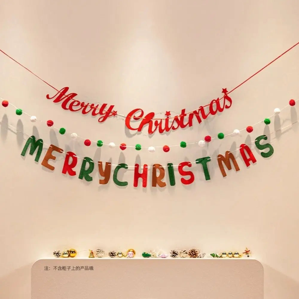 DIY Felt Christmas Banner Set with Lights & Pom-Poms Christmas Banner Set Nixie