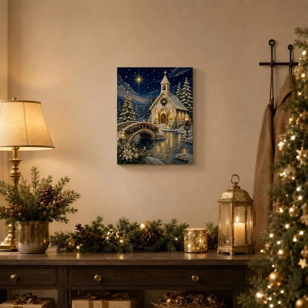 5D Pearl Diamond Painting Kit – Christmas Church 30×40cm DIY Diamond Painting Kit Nixie