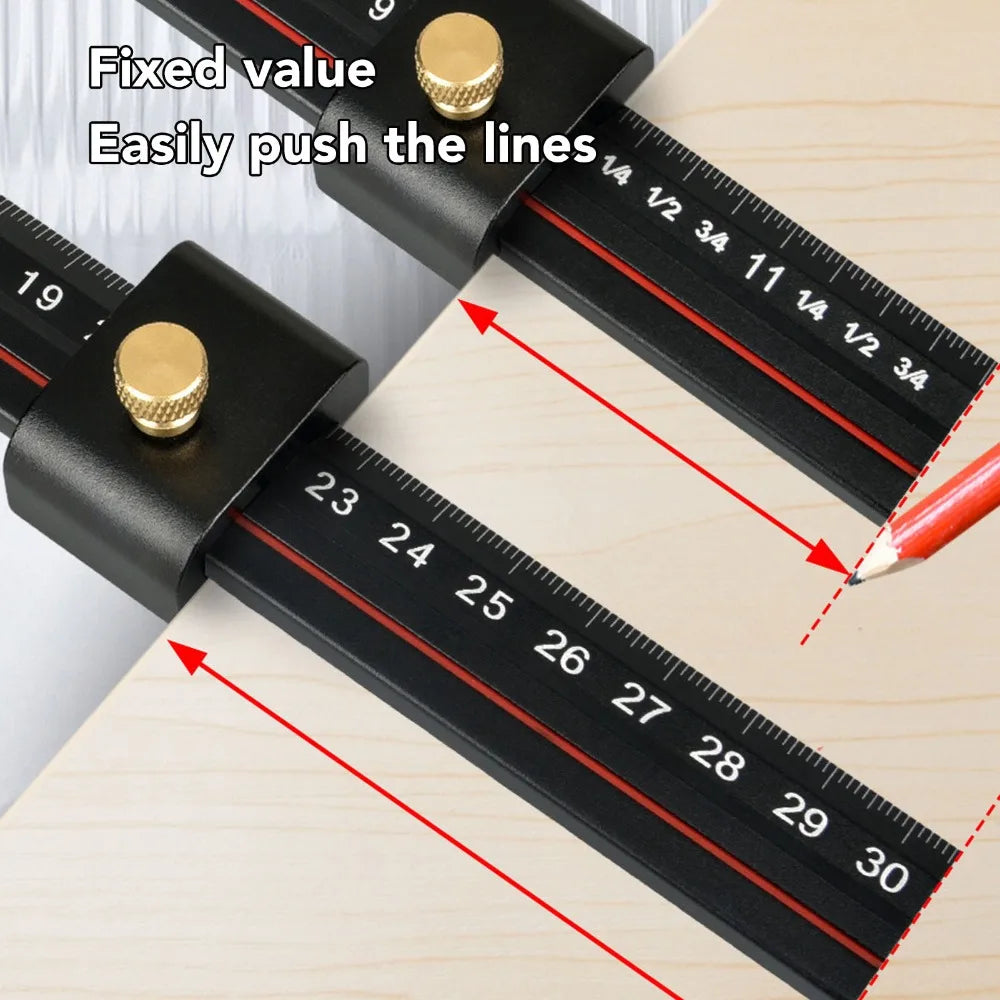Aluminum T-Square Sliding Ruler Adjustable Woodworking Jig 35cm Woodworking Ruler Jig Nixie
