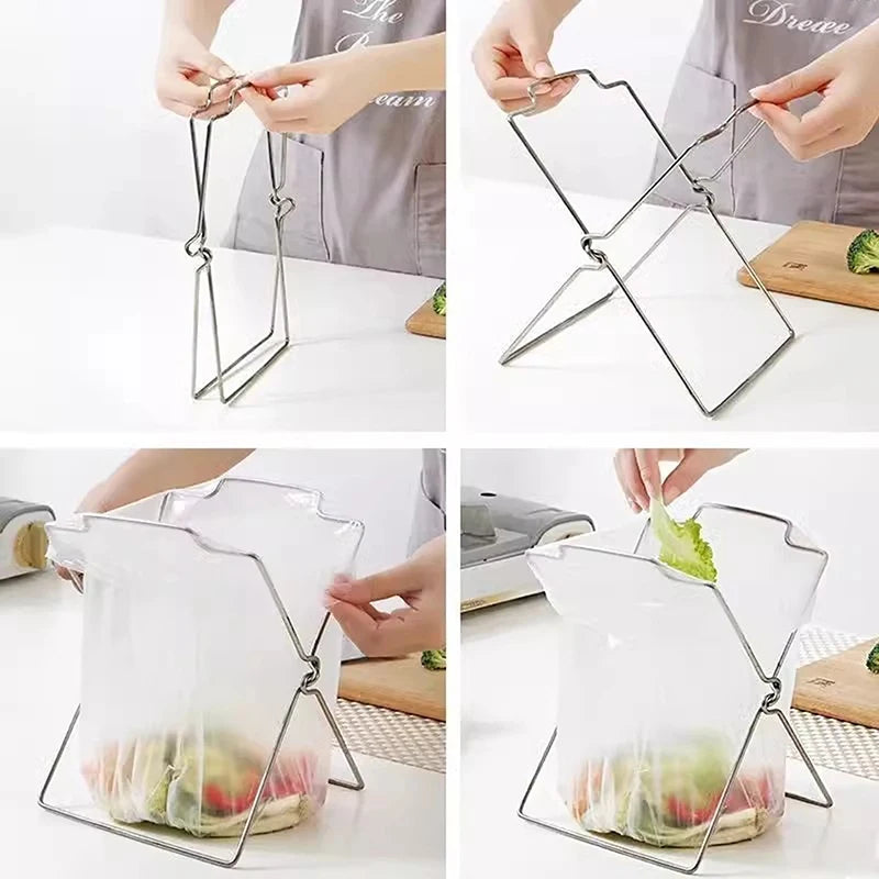 Foldable Garbage Bag Holder Rack for Kitchen & Outdoor Use