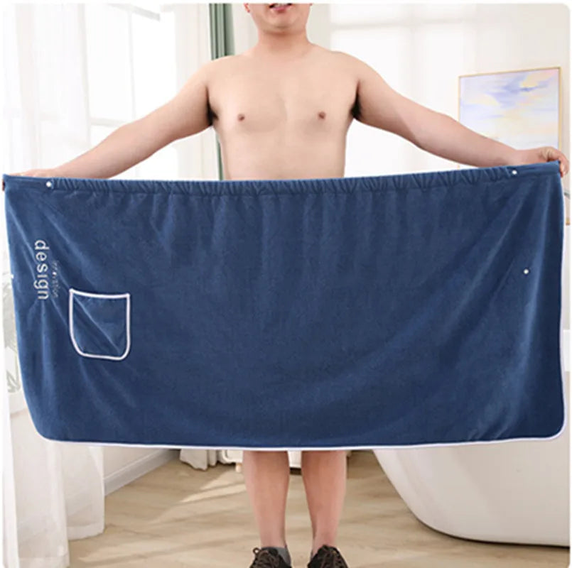 Men's Coral Fleece Shower Wrap Towel Dress – Quick-Dry Bath Towel Wrap Nixie