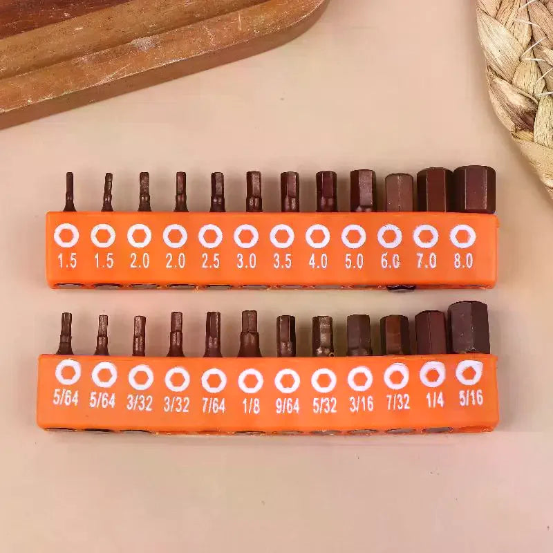 Magnetic Screwdriver Bit Set 12/24 Pc – 25mm Hex Shank S2 Steel Screwdriver Bit Set Nixie