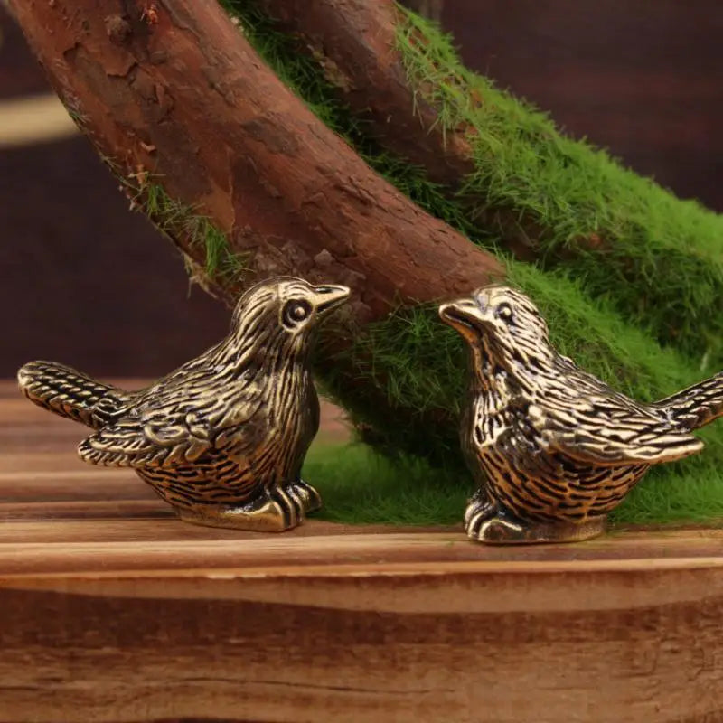 Solid Brass Sparrow Tea Pet Carved Bird Figurine Ornament Brass Bird Figurine Nixie Default Title