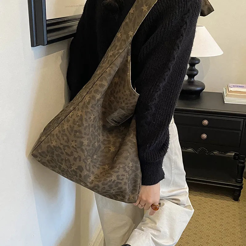 Korean Polka Dot Canvas Tote Bag – Large Women's Shoulder Bag Canvas Tote Bag Nixie