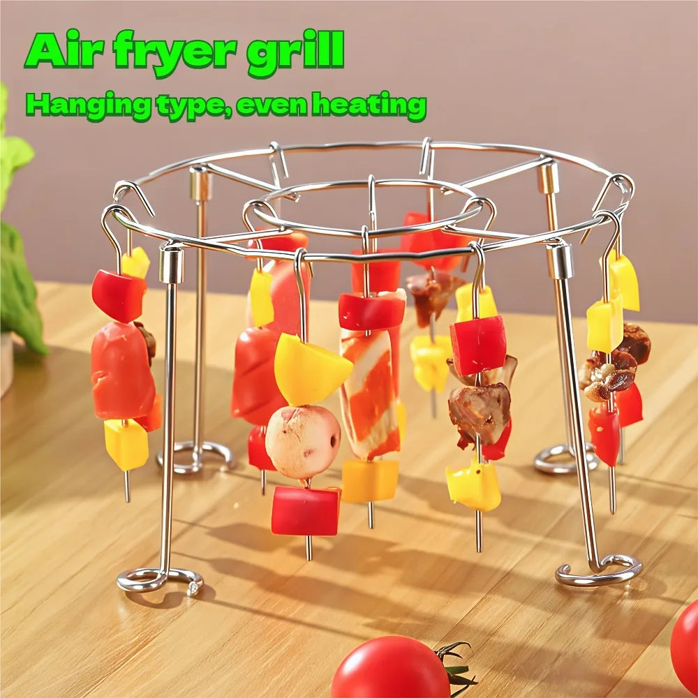 24-Skewer Vertical Air Fryer Rack – Stainless Steel Kabob Set