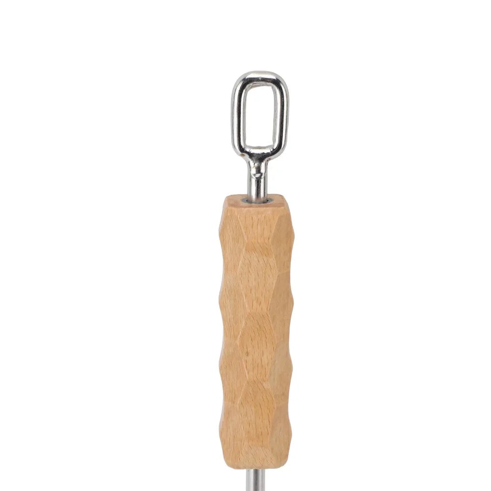 Dutch Oven Lid Lifter – Stainless Steel Double Hook Wooden Grip