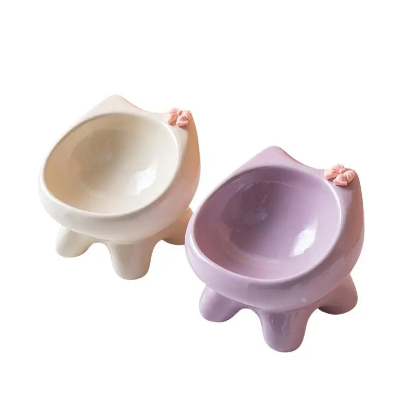 15° Tilted Ceramic Cat Bowl | Elevated Whisker-Friendly Pet Bowl Ceramic Cat Bowl Nixie