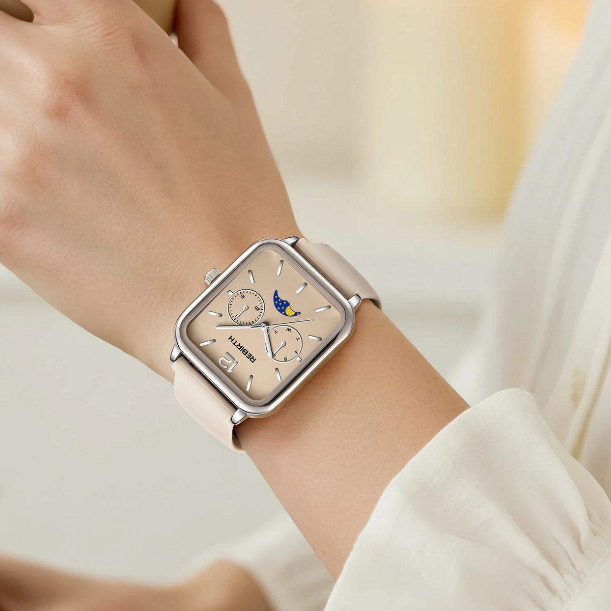 REBIRTH Women's Slim Quartz Watch Silicone Strap Waterproof Women's Quartz Watch Nixie